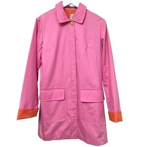 LILLY PULITZER Pink Trench Coat Small Cotton Chino Casual Preppy Barn Jacket